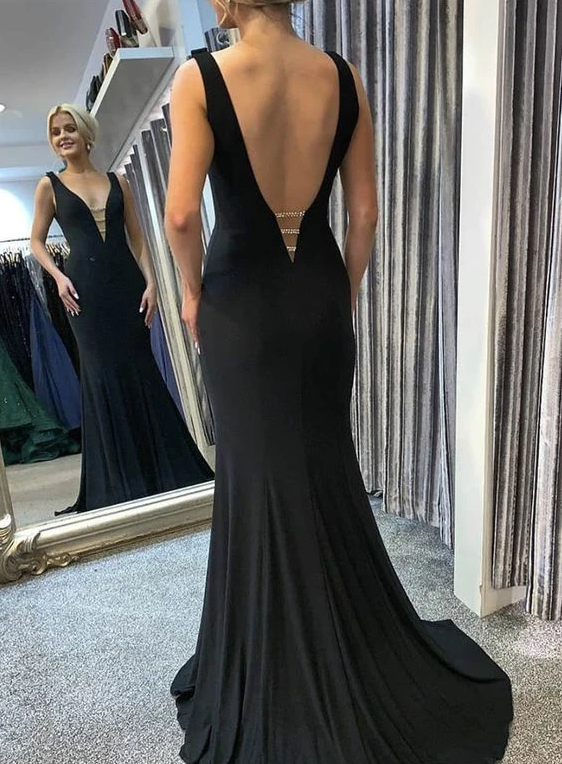 Black long prom dress mermaid evening dress cg12520