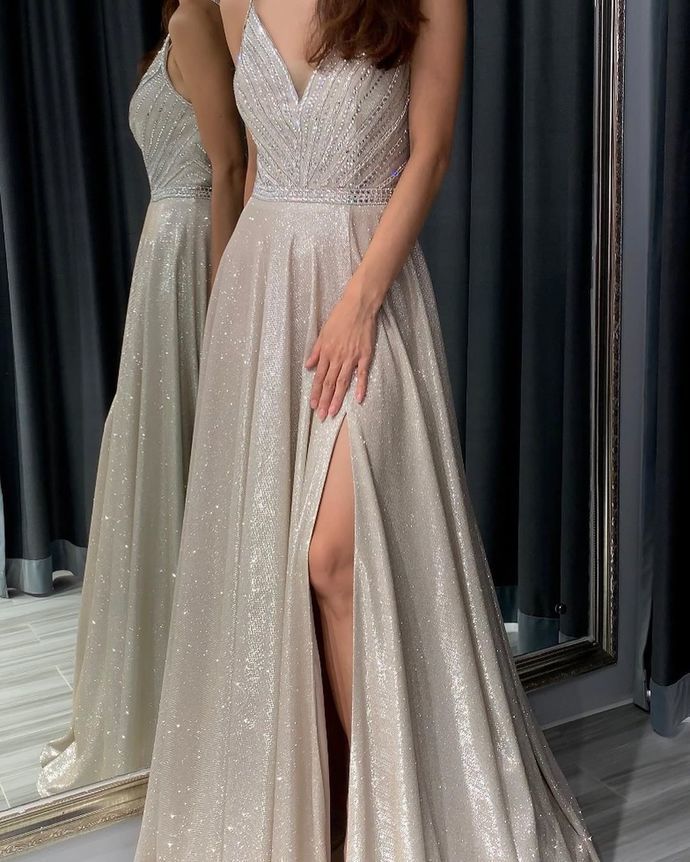 V-Neck Heavy Beaded Prom dress, Long evening dress,prom dresses cg12551