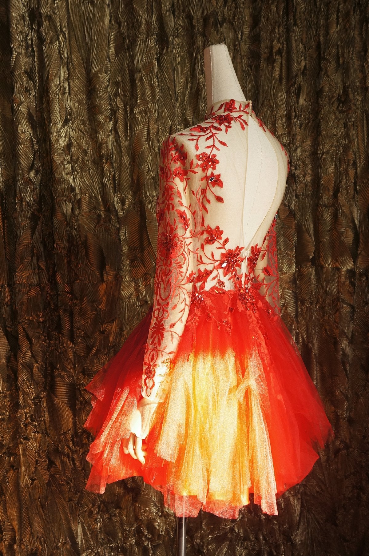 Red lace dress red tulle lace short homecoming dress cg12588