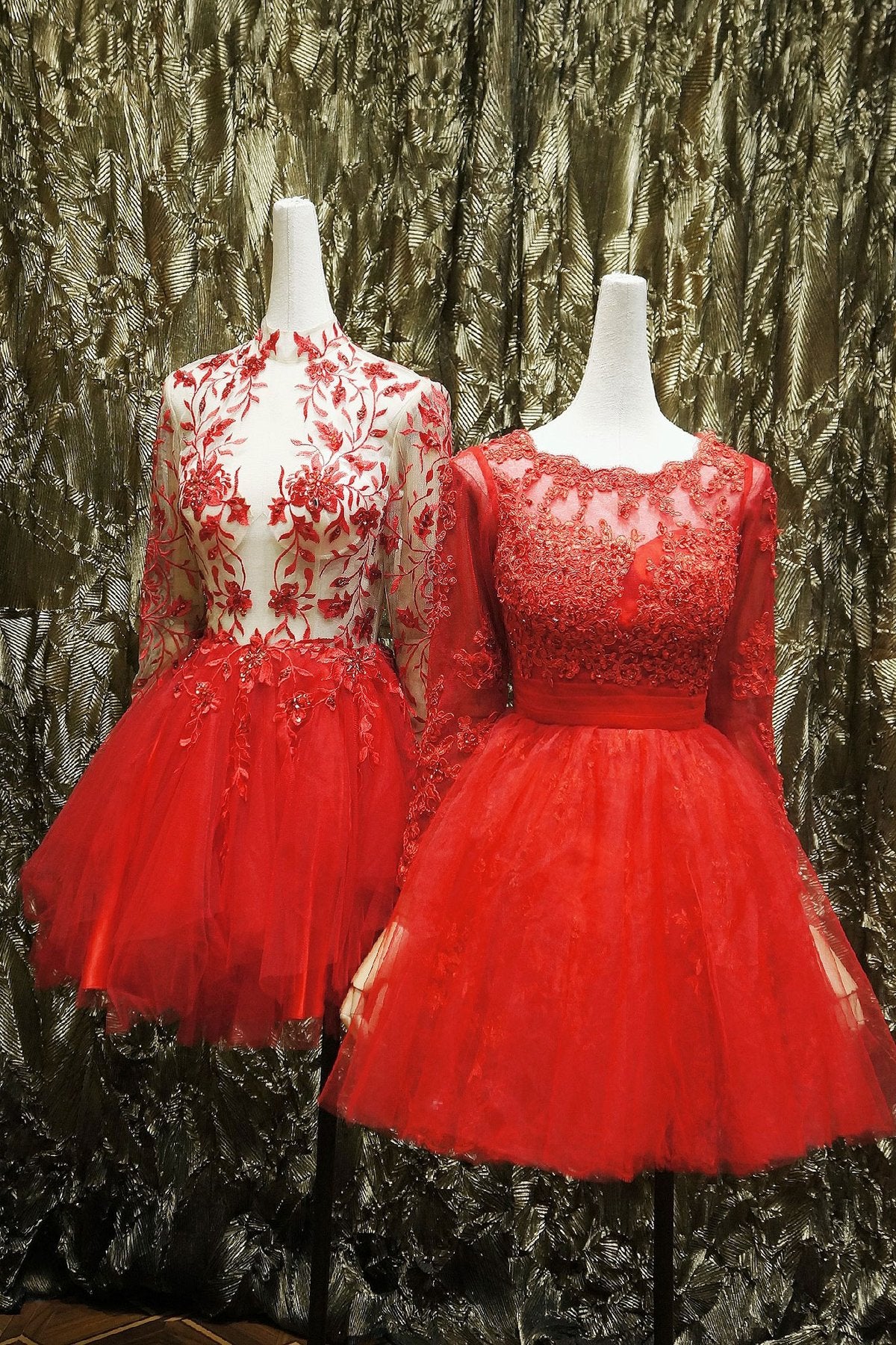 Red lace dress red tulle lace short homecoming dress cg12588