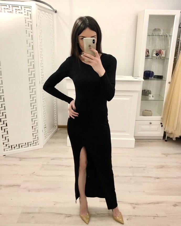 Sheath Long Sleeves Split Black Sexy Prom Dresses, Formal Evening Dresses cg12624
