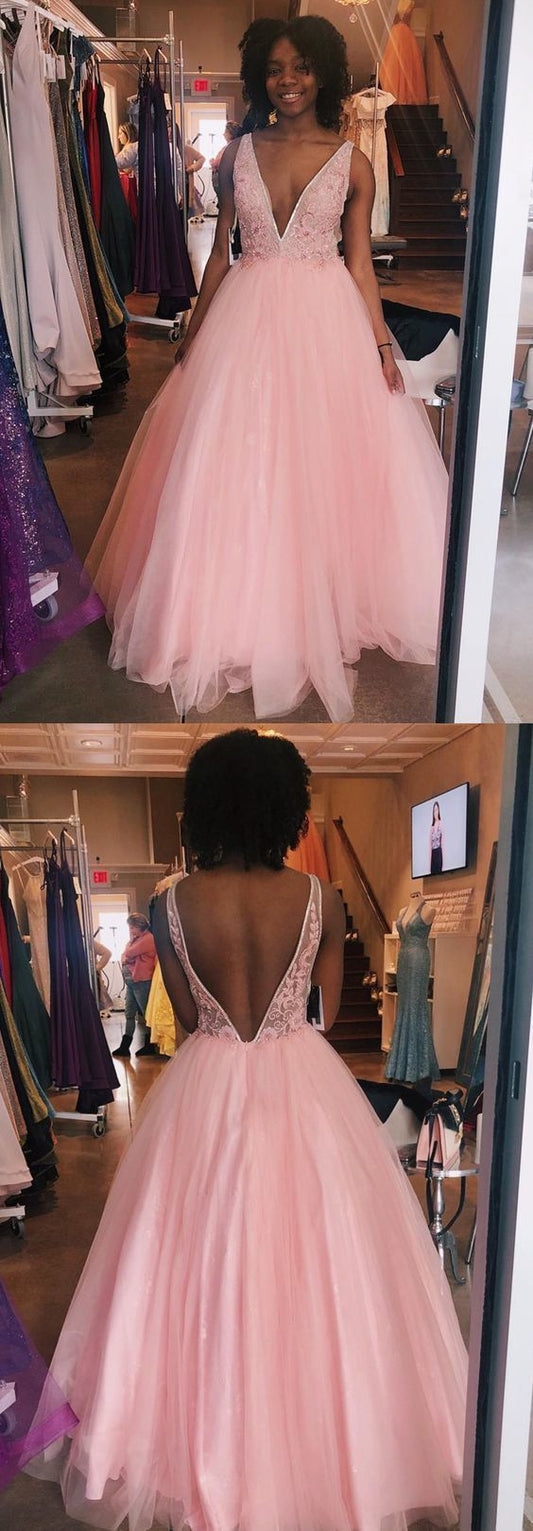 Neue Ankunft V-Ausschnitt A-Linie Ballkleider, Lange Ballkleider, Günstige Ballkleider cg12662