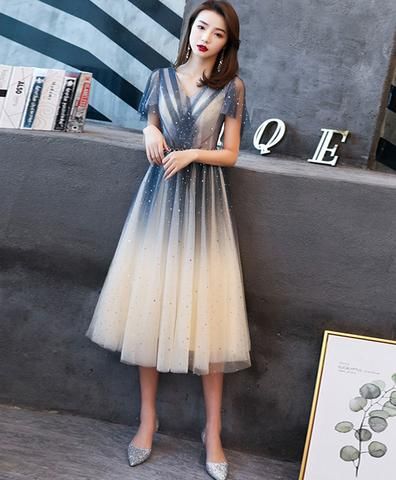 Cute black lace short prom dress, black evening dress cg12679
