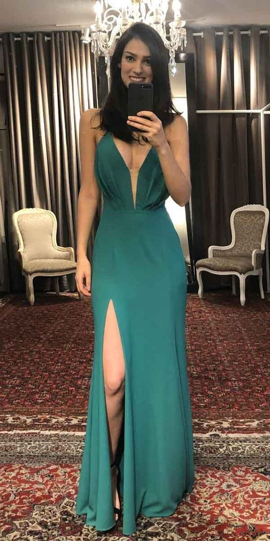 A-Linie V-Ausschnitt Langes Ballkleid, Sexy Ballkleid cg12722