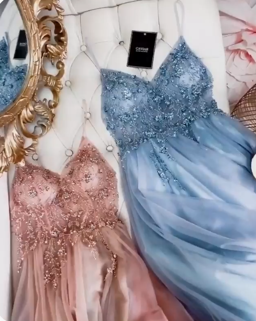 Träger A-Linie Tüll lange Ballkleider formelle Abendkleider cg12800