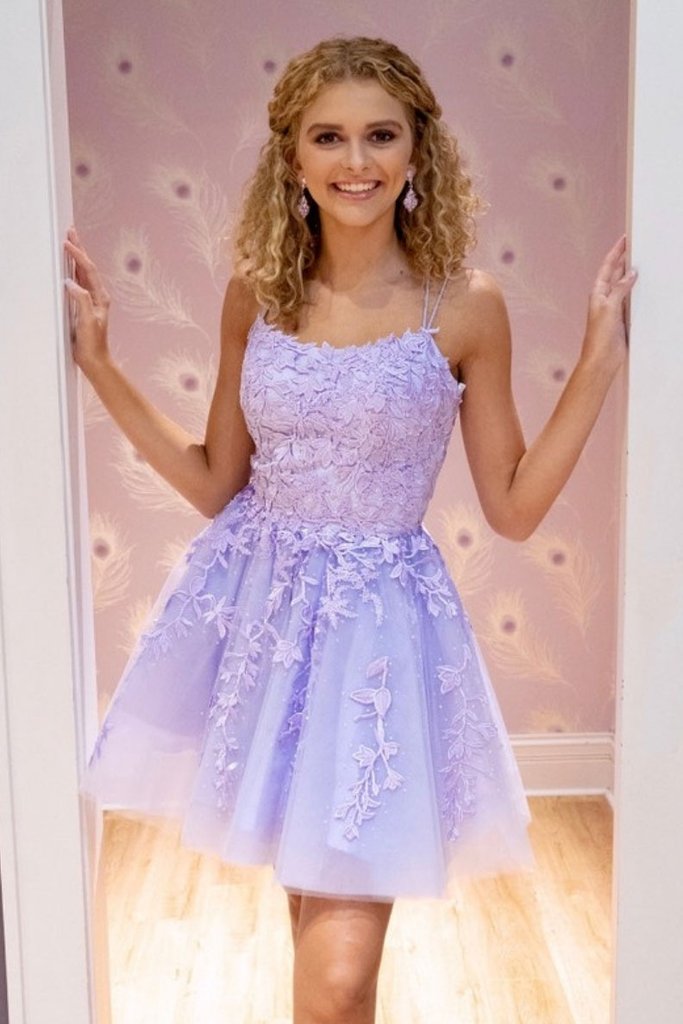 PURPLE TULLE COCKTAIL DRESS homecoming dress cg12809