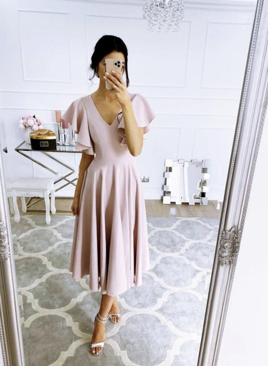 Rosa Chiffon-Kurzkleid, Ballkleid, cg12831