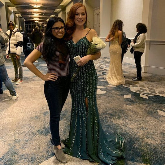 A-Linie Träger Langes Ballkleid mit Schlitz cg12841