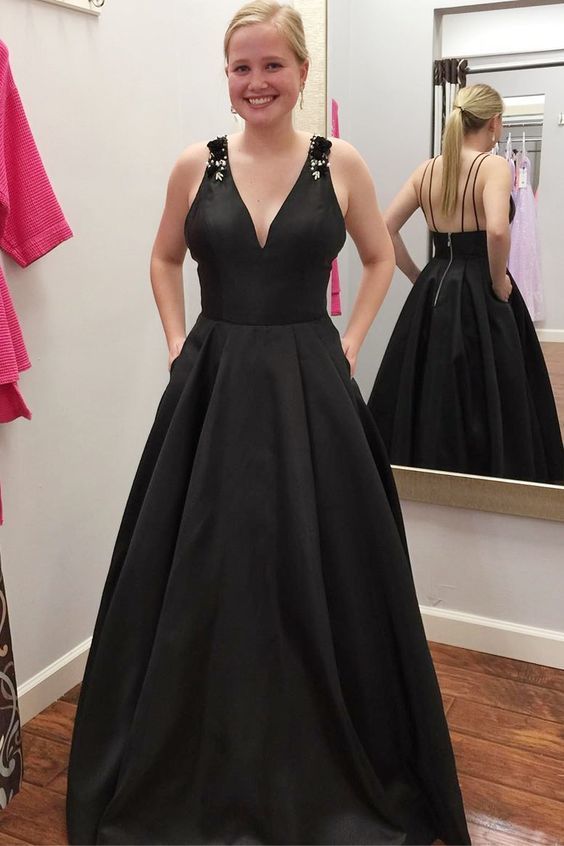 Elegant V Neck A-Line Long Prom Dress with Open Back cg12876