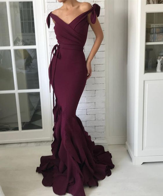 Schulterfreies langes Ballkleid, Meerjungfrau-Ballkleid cg13090