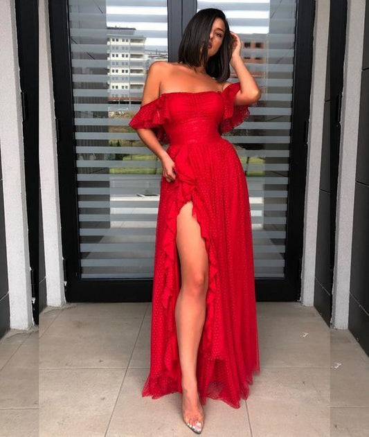 Sexy langes Ballkleid mit Schlitz ch13136