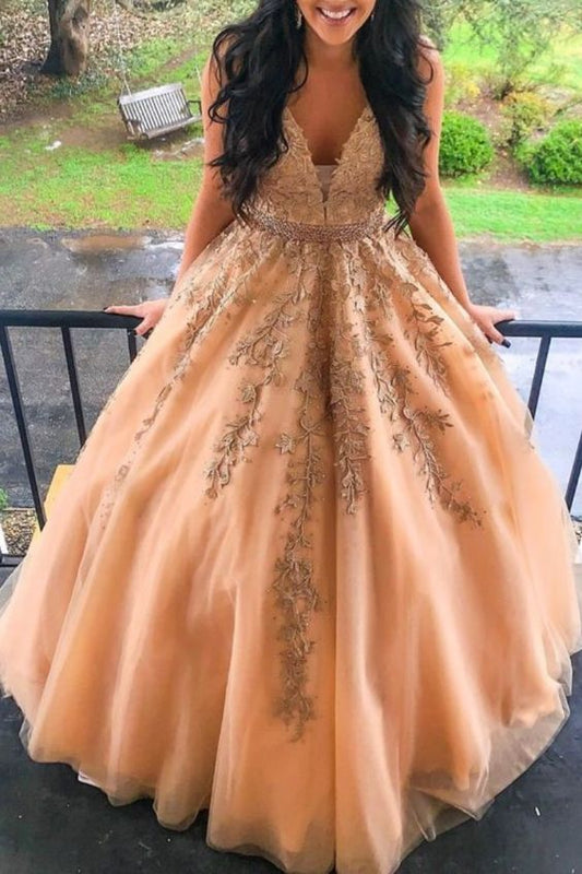 Wunderschönes langes, formelles Ballkleid in Gold cg13156