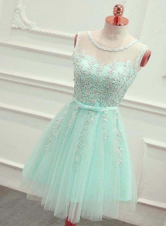 Cute Mint Green Tulle Short Party Dress With Lace Applique, Homecoming Dress cg13175 Cute Mint Green Tulle Short Party Dress With Lace Applique, Homecoming Dress cg13175