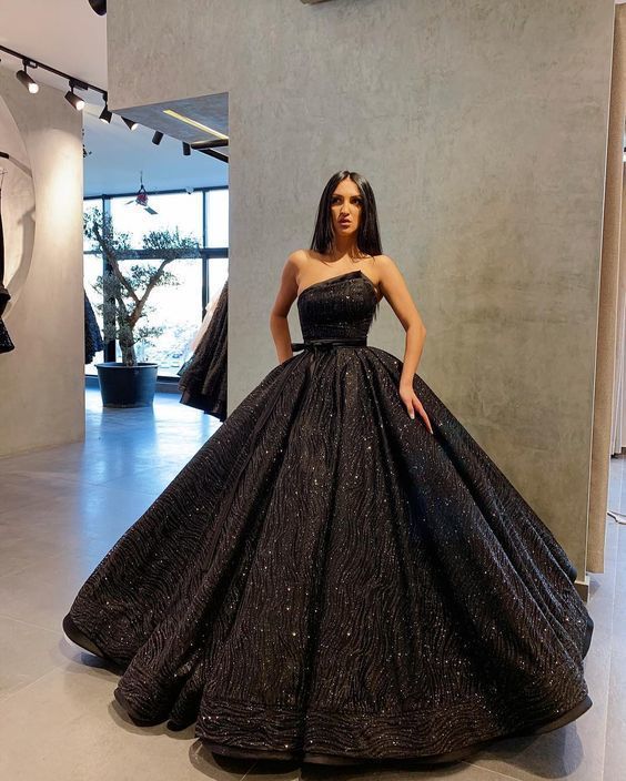 Black ball gown sequin fashion prom dress cg13227 – classygown