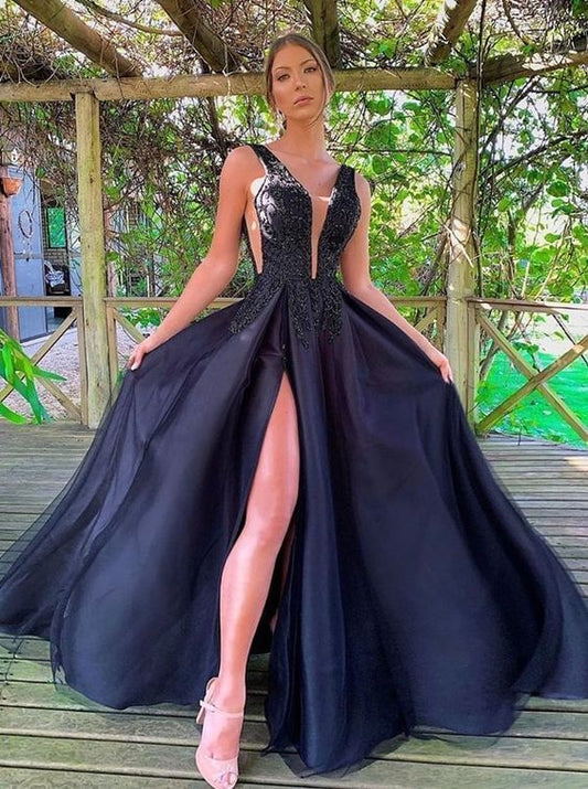 A-Linie V-Ausschnitt Langes Ballkleid, Sexy Ballkleid cg13246