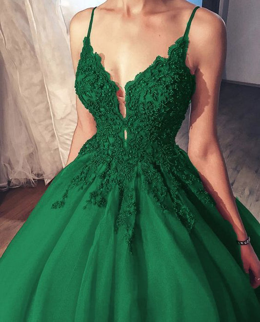 Tüll Ballkleider Ballkleid Applikationen Perlen V-Ausschnitt cg13269