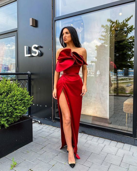 Rotes langes Ballkleid, formelles Kleid, cg13309