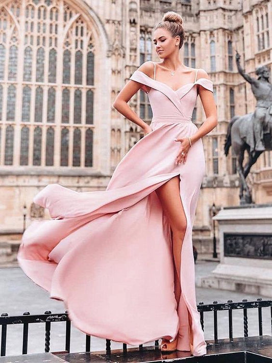 Schulterfreies, bodenlanges, rosa Ballkleid, langes, schulterfreies, rosa Abendkleid für Brautjungfern cg1335