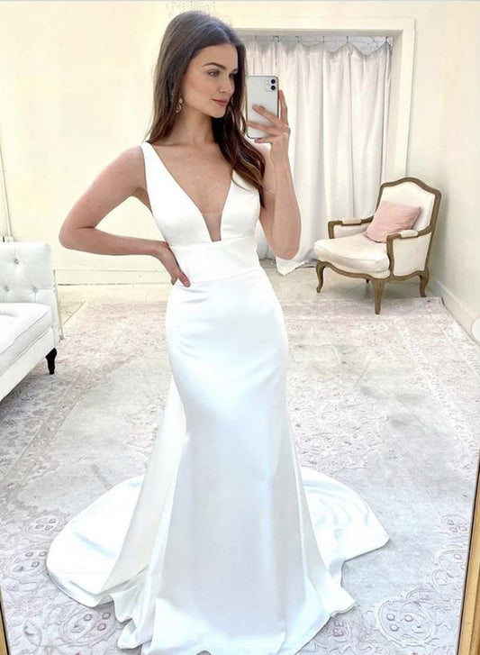 Meerjungfrau V-Ausschnitt langes Ballkleid Abendkleid cg13364