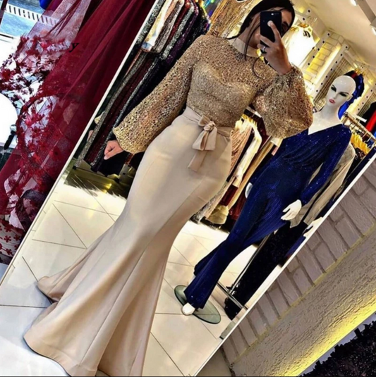 Frau Party Nacht Promi Kleider Abend Ballkleider 2021 Lange Meerjungfrau Elegante Plus Größe Arabisch Dubai Formale Kleid cg13400