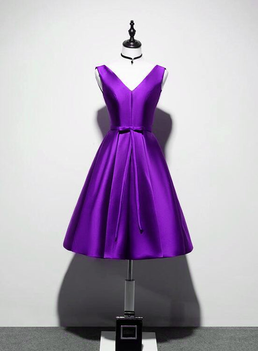 Lila Brautjungfernkleid Kurzes Homecoming-Kleid cg13444