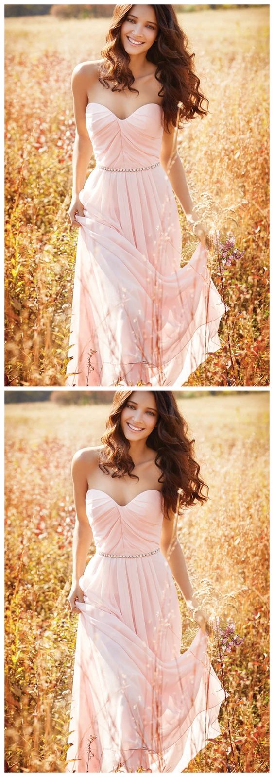 A-Line Sweetheart Floor-Length Pink Chiffon Prom Dress with Beading cg13500