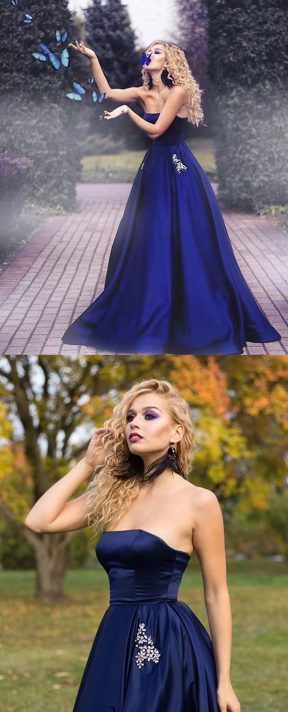 Long Strapless Prom Dresses with Crystal Beaded Pockets cg12513