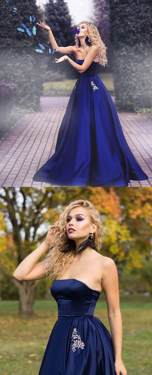 Langes trägerloses Ballkleid mit Taschen aus Kristallperlen cg12513