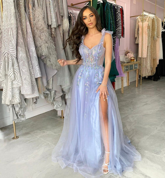 A-Linie Tüll Spitze Langes Ballkleid Formelles Kleid cg13569