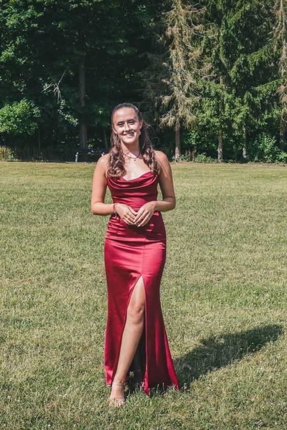 Mermaid Red Long Prom Dress with Slit cg13584