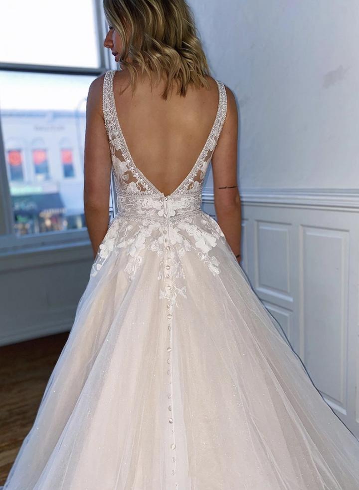 Champagne lace tulle prom dress evening dress cg13633