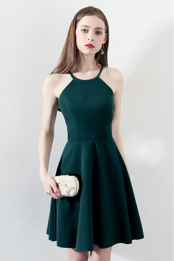 Slim Dark Green Aline Short Homecoming Dress Halter cg13657