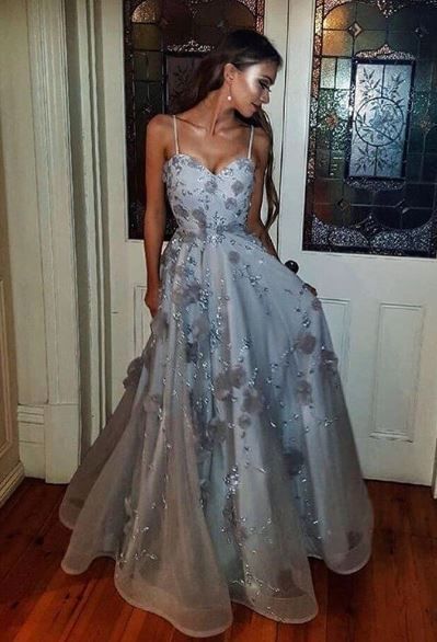 A-Line Spaghhetti Straps V-Neck Long Prom Dress cg13732