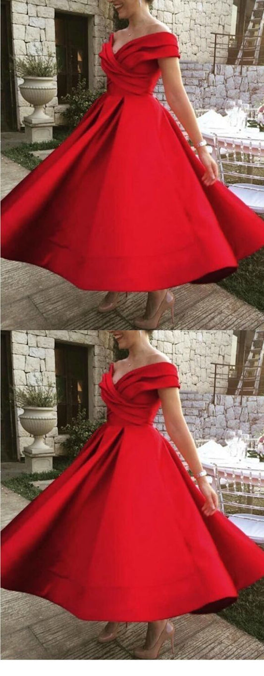 Schulterfreies rotes Ballkleid, formelles Abendkleid für Damen cg13759