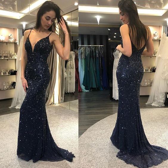 Sparkly Sequin Sexy Long Simple Popular Sexy Prom Dresses, Cheap evening dress cg13760