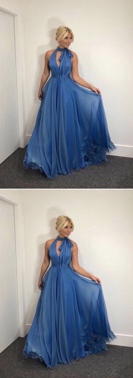 A-Line High Neck Sleeveless Chiffon Long Prom Dress,Evening Dress cg13818
