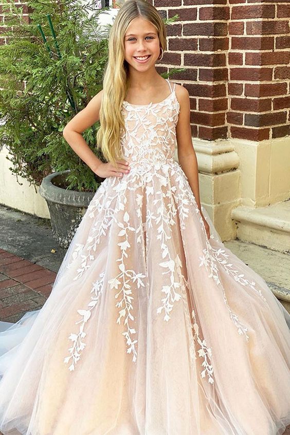 Light Champagne Girl Dress, Girl Party Dresses Homecoming Dresses cg13878