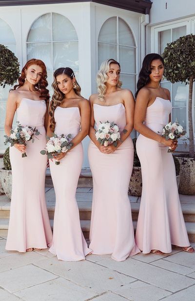 Light Pink Strapless Mermaid Satin Bridesmaid Dresses,Pink Wedding Party Dress Long Prom Dress cg13882 Light Pink Strapless Mermaid Satin Bridesmaid Dresses,Pink Wedding Party Dress Long Prom Dress cg13882