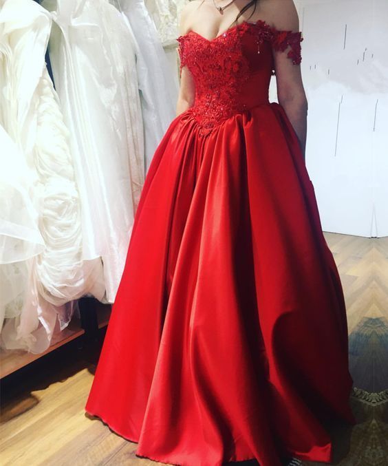 Off The Shoulder Long Red Prom Dress cg13976