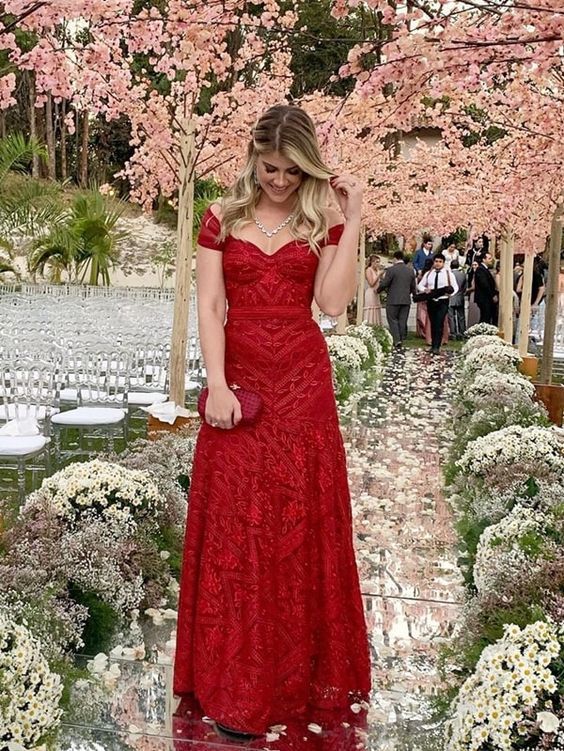 Off the shoulder floor length prom dress with lace cg14012