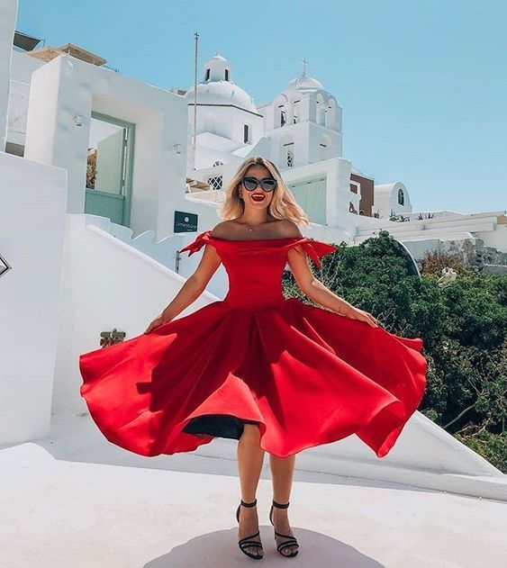 Red Off the Shoulder Party Dress Homecoming Dresses cg14054