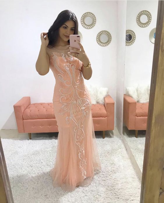 Mermaid Tulle Prom Dresses with appliques cg14161