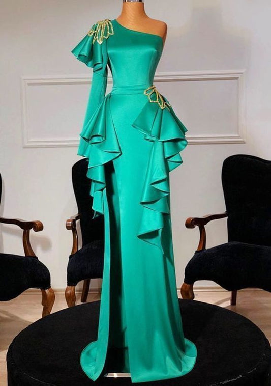 Elegant Mermaid Unique One Shoulder Fomal Prom Dresses   cg14198