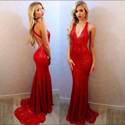 Mermaid Evening Dress,Sequin Prom Dress,Open Back Evening Gowns cg14305