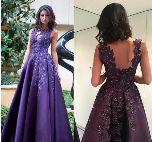 Elegant Purple Formal Dresses,Applique Sleeveless Evening prom Dress c classygown Elegant Purple Formal Dresses,Applique Sleeveless Evening prom Dress c classygown