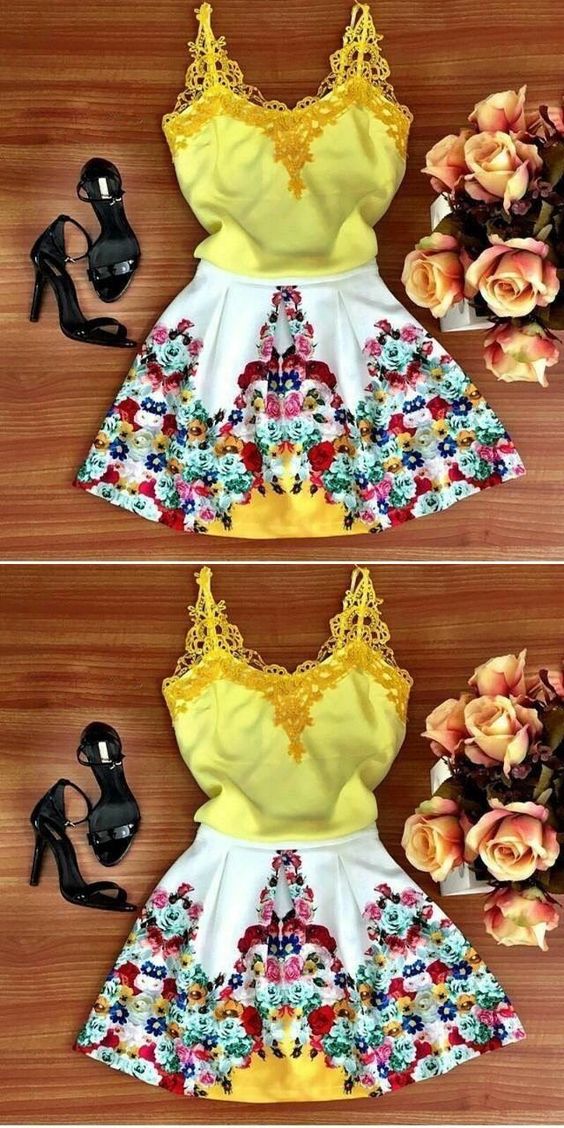 Short Homecoming Dresses, Charming Floral Short Dresses cg14403
