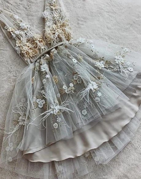 Gray V neck Tulle Lace Short Gray Homecoming Dress cg14475