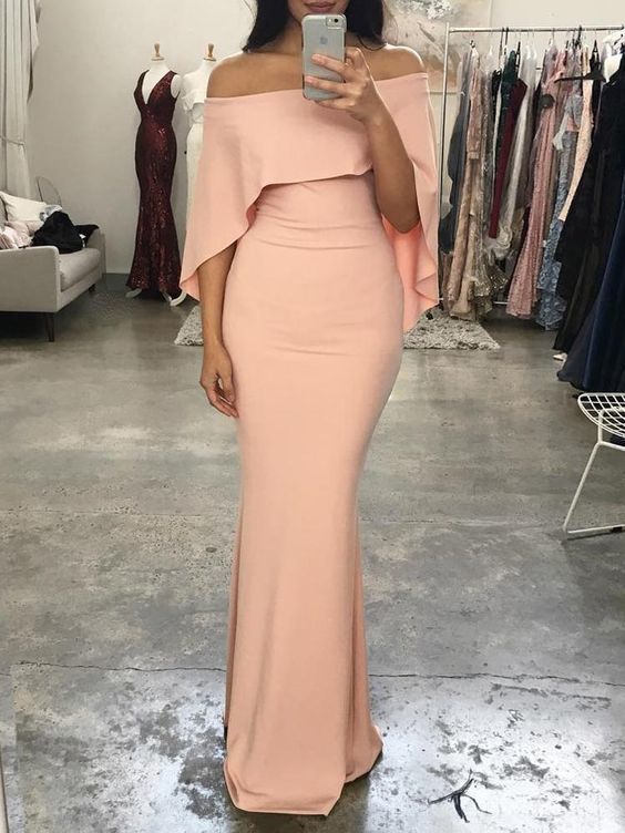 Gorgeous Pink Mermaid Evening Dresses Floor Length Party Prom Gowns cg14477