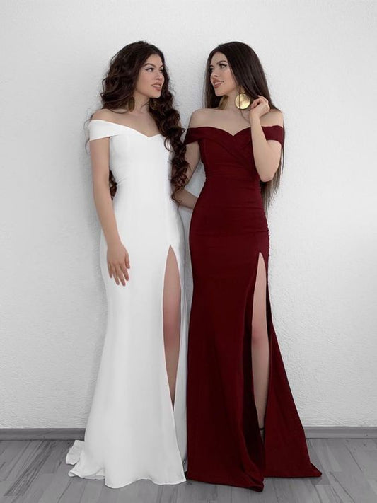 A-Linie Off Shoulder Weiß/Burgunderrot Ballkleider, Off Shoulder Weiß/Burgunderrot Formale Abschlusskleider cg1449
