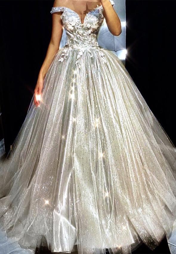 Shiny tulle lace long prom gown formal dress cg14587